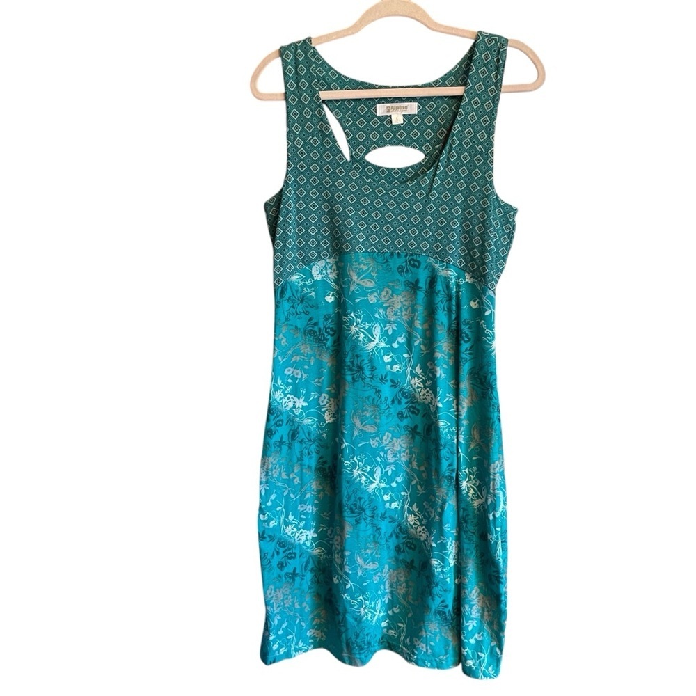Teal Patterned Sleeveless Shift Dress